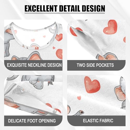 ALAZA Elephant Heart Pajamas Short Sleeve 2 Piece Sleepwear Top and Bottom Pajama Set Unisex4