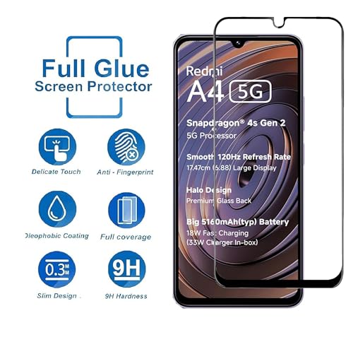 Image of FabeKee Tempered Glass Screen Protector Compatible for Redmi A4 5G | Front And Back Screen Guard With camera lens protector 3 in 1 (Redmi A4 5G, Combo)