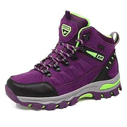 WOWEI Hiking Boots Mens Outdoor Non-Slip Lace-up Trekking Shoes,8019 Purple,6 UK