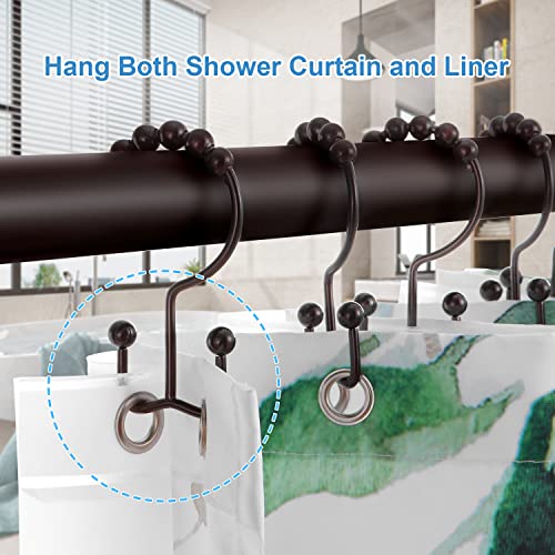 Tenovel Shower Curtain Hooks Rings, Double Sided Shower Hooks Rust Proof For Bathroom Shower Rods Curtains, Durable Stainless Steel Bathroom Shower Curtain Hangers, Brushed Bronze, Set Of 12 #TOP1