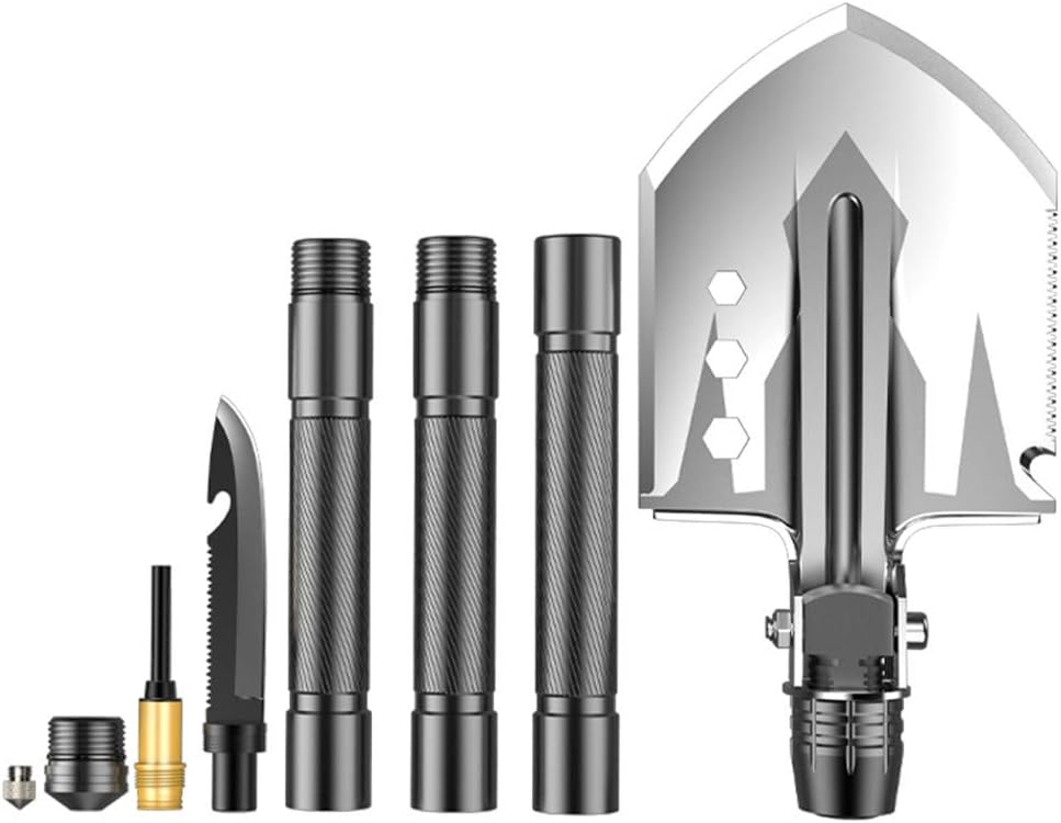 M&J Military Folding Shovel Portable Multi-Tool Tactical Entrenching Tool, Outdoor Shovel for Camping, Outdoor Survival, Hiking, Hunting, Fishing, Expedition,Gardening, Car Emergency