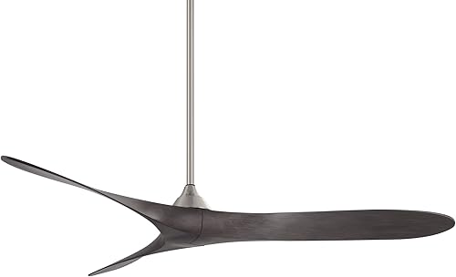 WAC Lighting Malibu - Ventilador de techo inteligente de 3 aspas para interiores y exteriores, 70 pulgadas, níquel cepillado, ébano con control