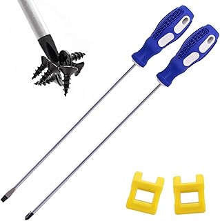 smseace 2 Packs Slotted And Phillips Screwdriver Set 12 "(PH2), Long Flat Blade Screwdriver And Cross-head Screwdriver, Magnetic Extended Screwdriver With Rubber Handle.E-007-2P