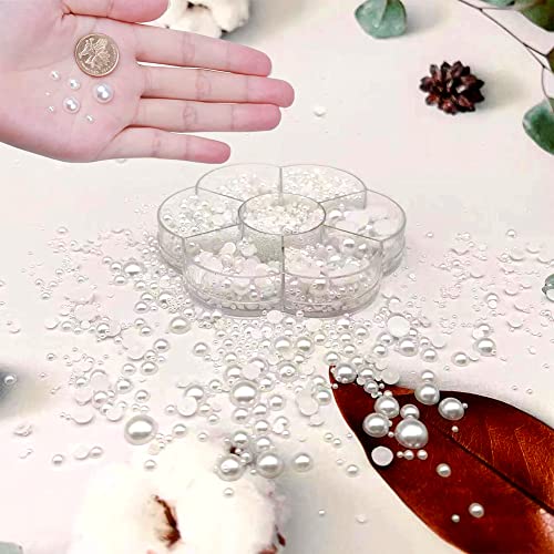 5700 Pcs Half Pearls For Crafts,Nail Pearls For Nails Art For Crafting Diy Accessory,Flatback Pearls Gems For Makeup,White Neatly Organized Craft Pearls For Artists Creative (2/3/4/5/6/8/10Mm) #TOP5