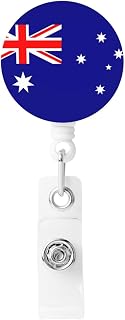 Australia Flag Retractable Badge Holder, Id Badge Holder Retractable Badge Reels for Nurse,Volunteer,Teacher,Student