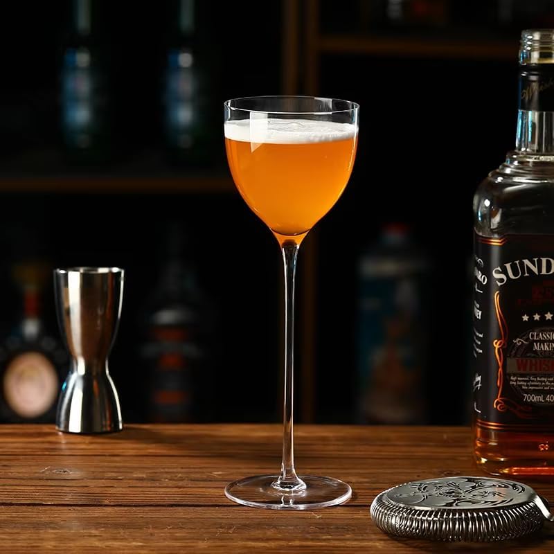 Nick & Nora Crystal Stemmed Cocktail Glasses, 5oz Capacity, 8.26-Inch Height, Clear Glass Manhattan Martini Set, 6 Pieces