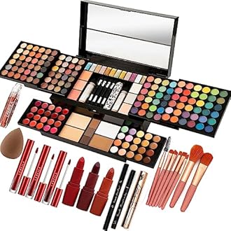 MISS ROSE M 187 Colors Professional Makeup Palette - All-in-One Kit With Eye Shadows, Lipsticks, Mascara, Foundations, Blushes, Brow Pencils, Nail File - Makeup Gift Set for Women and Girls