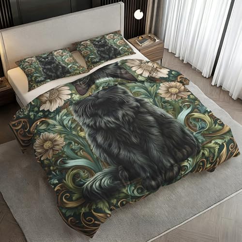 Housse de couette 160x200 chat William Morris infroissable en microfibre douce