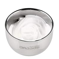 Vista 4 de Anbbas brocha de afeitar con pelo sintético de tejón y mango de madera, soporte y cuenco de afeitado de acero inoxidable, perfecto para afeitado