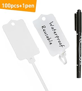 100pcs Plastic Tags for Labeling with a Marker Pen, White Waterproof Label Tags for Keys, Luggage, Retail Inventory and Shipping Tag (white-100pc)
