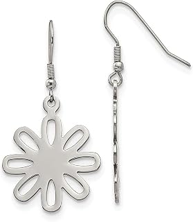 Brinco de gancho de pastor de aço inoxidável grande gota de flor pingente pingente lustre gancho de jardinagem joias modernas para mulheres presentes para ela, Aço inoxidável