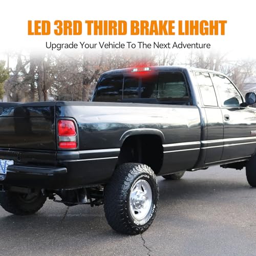 Image of Third 3rd Brake Light LED for 1994-2001 Dodge Ram 1500, High Mount Rear Brake Lights Assembly for 94-02 Ram 2500 3500, Waterproof Center Cab Cargo Lamp Stop Light (Chrome)