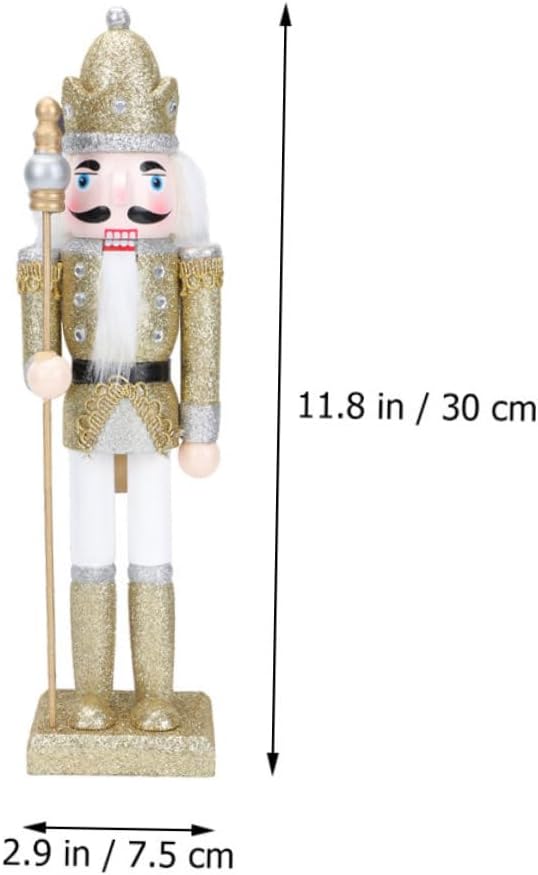 3pcs Wooden Nutcracker Soldier Figurines Glitter Holiday Nutcracker Christmas Decor Collectible Tabletop Ornaments for Festive Party