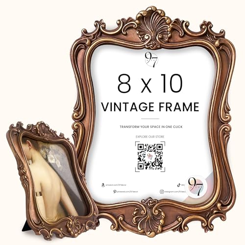 97 Decor Vintage Picture Frame 8x10 - VIctorian Gold 8x10 Picture Frame, Elegant Antique Frames 8 X 10 With Glass Front, Fancy Ornate Frame 8x 10 For Photo Display Tabletop And Wall Mounting
