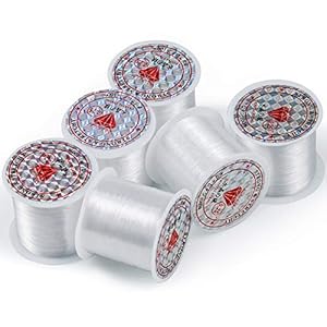 HENTEK 0.25 mm helder nylon onzichtbare draad 6 stuks transparant nylon vislijn voor hangende ornamenten parelsieraden armbanden knutselen