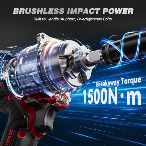 ARCCAPTAIN Cordless Impact Wrench, 1500N.m (1106Ft-lbs) 1/2" Impact Gun