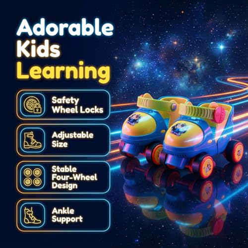JIVMOV Kids Adjustable Quad Roller Skates