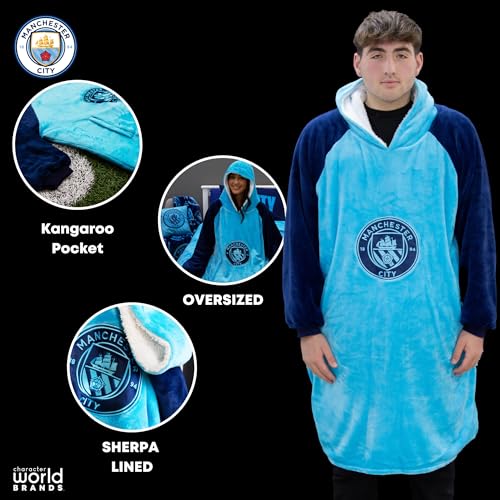 Character World MCTCTYHB003AM Manchester City Fc Oversized Wearable Hooded Fleece Super Warm And Cosy Premium Sherpa Lined thumb #3