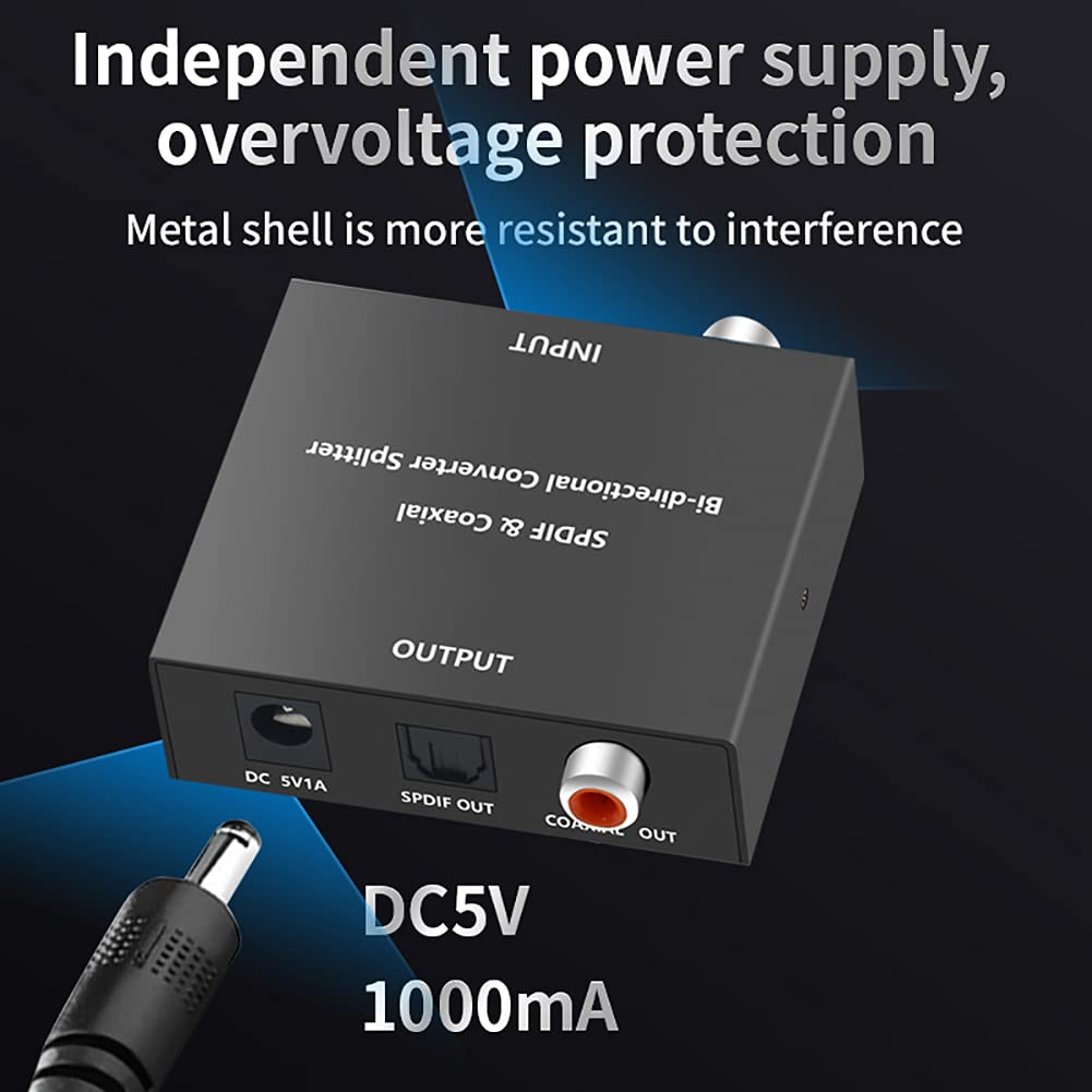 RSGK Convertitore in Fibra Coassiale 5.1 HD, Toslink da SPDIF a Toslink Coassiale O Toslink da Fibra Coassiale a Coassiale per TV HD Lettore Dvd Blu-Ray Amplificatore Soundbar per Altoparlanti