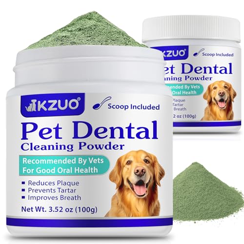 Teeth Cleaning Powder for Dogs Cats, Dog Plaque & Tartar Remover, Dental Care Ideal for Dogs Mouth Gum Health, Natural Breath Freshener to Help Plaque Off, Oral Care& Dental Cleaning – 100g