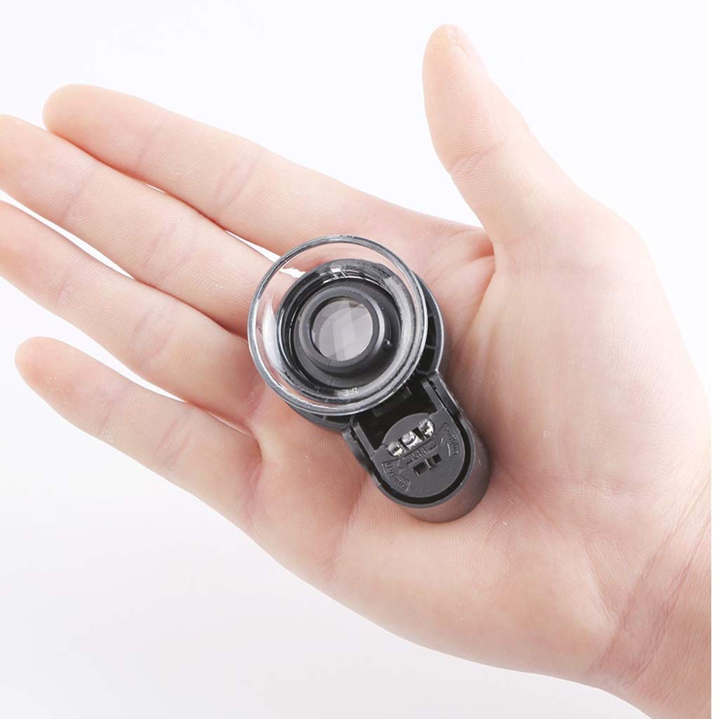 MRKU Lupa de Mano con luz LED para Joyas y Monedas, Lupa giratoria de Mano para Diamantes, ayudas para la Lectura