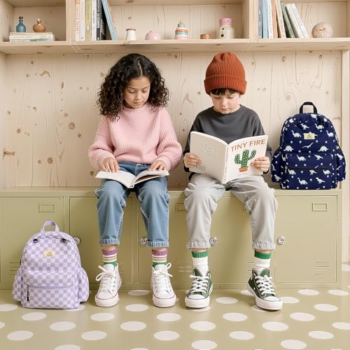STEAMEDBUN Corduroy Kids Backpack for Girls and Boys 5-8: Girls Backpack for Elementary Kindergarten - 15 inch Cute Backpacks for Kids - Checkerboard by STEAMEDBUN - Used condition - Image 8