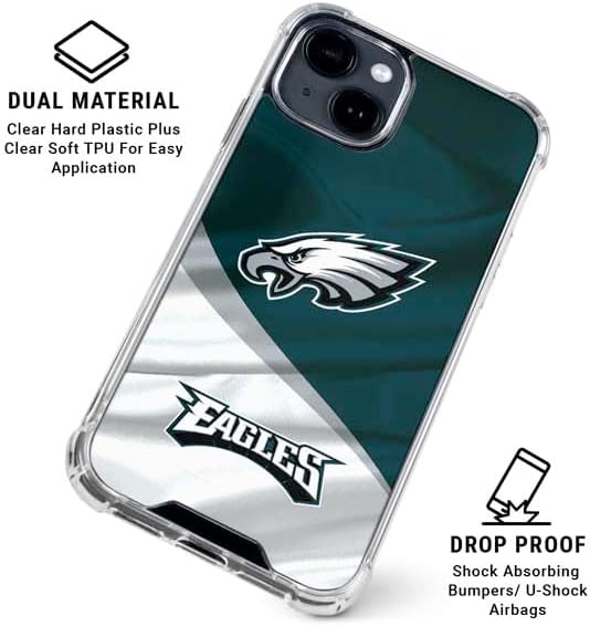 Skinit Clear Phone Case Compatible with iPhone 15 Plus - Officially Licensed NFL Philadelphia Eagles Design