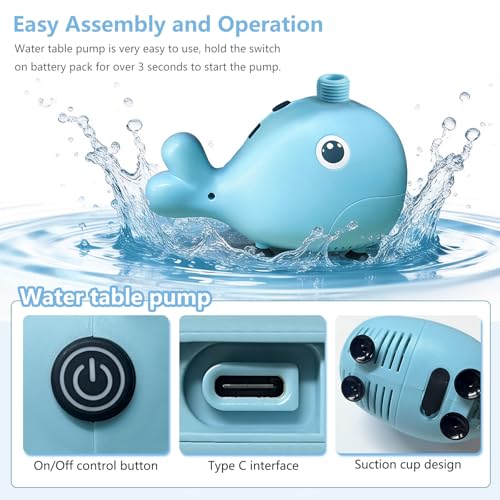 Image of Rechargeable Water Table Pump,Kids Sand Water Play Pump,3 Spray Modes,Compatible with Most Outdoor Toddler Activity Table on Market,IPX7 Waterproof Design (3000mAh)
