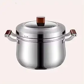 Panela a Vapor de Inox com Tampa de Vidro e Cesto de Cozimento (26cm)