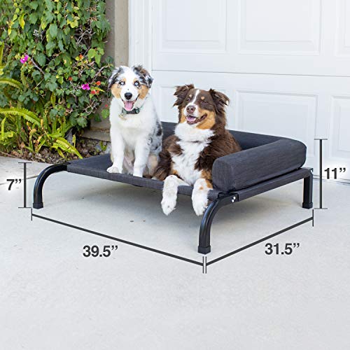 PetFusion Ultimate Elevated Outdoor Dog Bed | Large or Extra Large | Durable Steel Frame | 370 GSM Breathable, Water Resistant Polyester | Incl Protective Cover | 12 Month Warranty Dark Grey