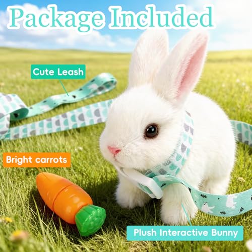 Easter Bunny Toy,Bunny My Realistic Bunny Toy,Hopping Rabbit Plush Bunny Toy,with Sounds and Movements Animated Walking Wiggle Ears Twitch Nose Gift for Toddlers Birthday(White Rabbit + Leash) by Sprstar - Image 5