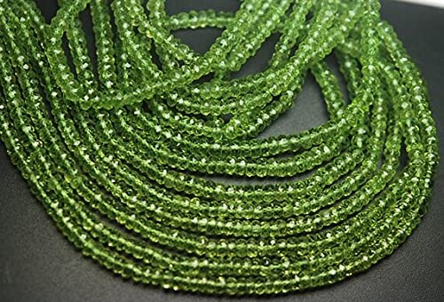 Péridot AAA en perles rondelles facettées de 4mm pour la création de bijoux d'exception