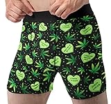 Random Stock Apparel Mens Weed Hearts Fun Novelty Boxer Briefs Valentines Day Underwear (Medium, Weed Hearts)