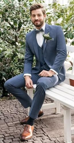 Men's 3 Pieces Suits Slim Fit Formal Suit Single Breasted Wedding Suit Sets One Button Blazer Vest Pants Suit4