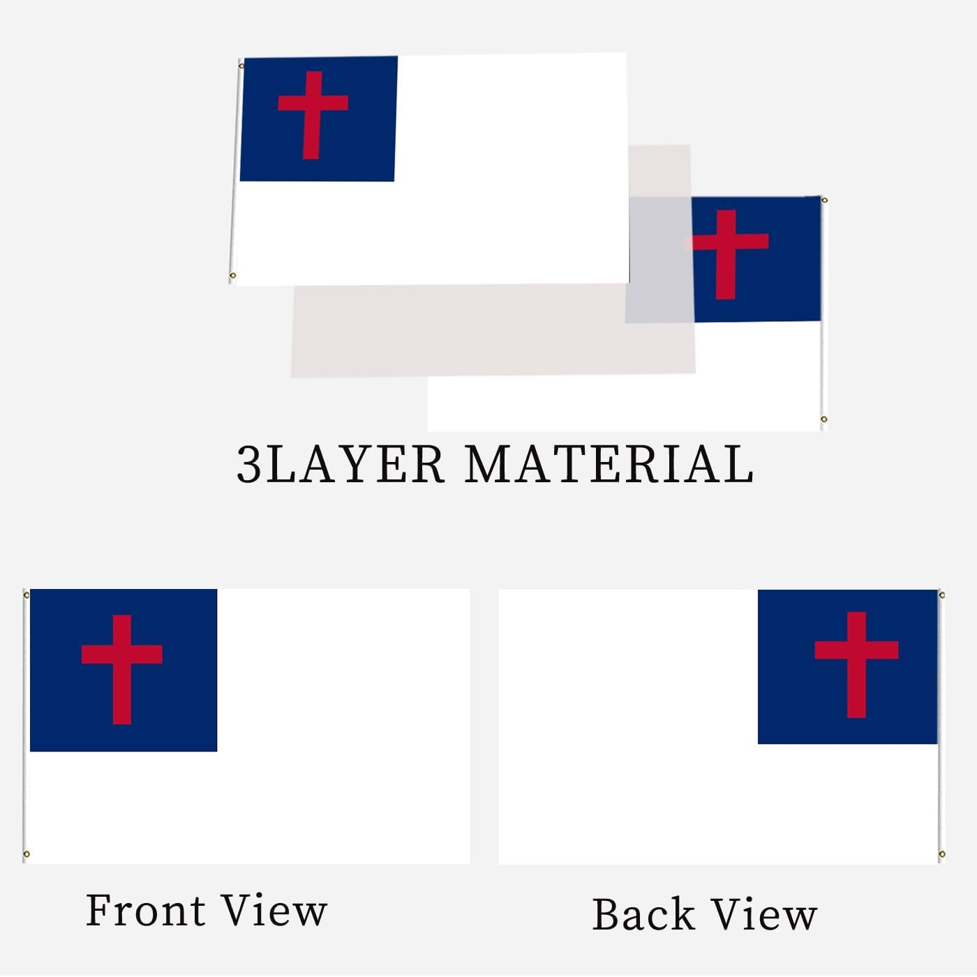 Christian Flag 3x5 Double Sided Outdoor Christianity Cross Church Jesus Faith Heavy Duty 3 Ply Polyester Material with 2 Metal Grommets, 4 Rows of Stitching - Image 3