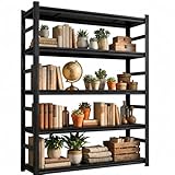 BEESTMUEBLE 5 Tier Metal Bookshelf with Anti-Drop Fence, 72" H Adjustable Tall Bookcase, Heavy Duty 3000 LBS Modern Deep Book Shelf, Bolt-Free Storage Shelves for Living Room, Home Office, Garage