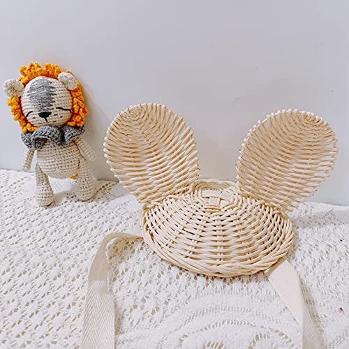 YIJU Cabeça de Coelho da moda Cap Baby Kid Menina Lace-up Acessórios para o Cabelo Boêmio Rattan Cha