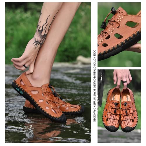 Men's Leather Sandals Fisherman Handmade Sandals Outdoor Sport Sandals Breathable Loafer For Hiking Shoes #TOP5