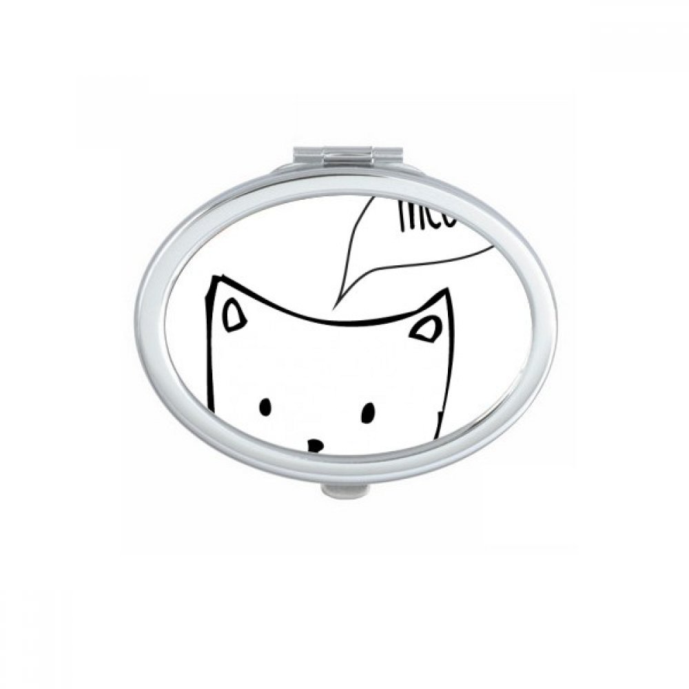 Miroir de poche chat compact ovale : fini le maquillage raté en déplacement avec ce mini miroir
