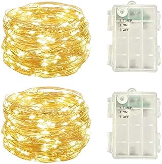 2Pack Battery Operated Mini Led Fairy Light Dewdrop Lights with Timer 6Hours on/18Hours