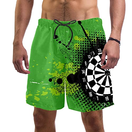GORDESC Green Darts Board Short de bain pour homme à séchage rapide avec poches et doublure en maille, Multicolore, XL