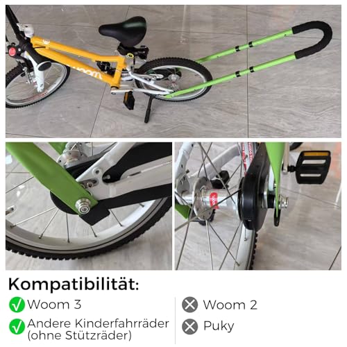 HANDSONIC Fahrradstange für Kinderfahrrad, Kinderfahrrad Schiebe und Fahrrad Fahren Lernhilfe Schubstange Rutschfester Sicherheitsgriff Fahrradstange
