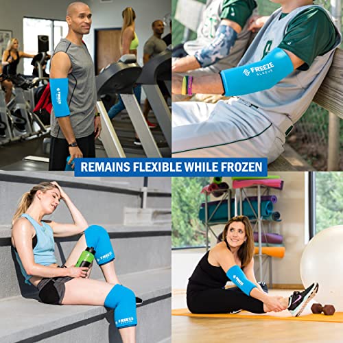 Image of FreezeSleeve Ice & Heat Therapy Sleeve- Reusable, Flexible Gel Hot /Cold Pack, 360 Coverage for Knee, Elbow, Ankle, Wrist- Turquoise, X-Large