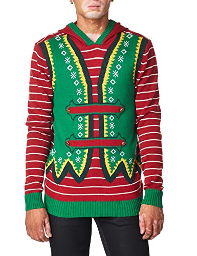 Ugly Christmas Sweater Men's Elf Hooded
