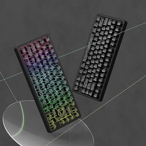 Image of dagaladoo Double Shot PBT keycaps 118 Keys Set Black Topographic Shine Through Custom keycaps Cherry Profile Custom Keyboard Key caps for 60 /65 /75 /TKL /96 /100% US Layout Mechanical Keyboard