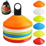 Nexxxi Sports Soccer Disc Cone, Set of 60, 2 Inch Multicolor Agility Cones Field Marker Cones with Holder and Mesh Bag for Football Soccer Sports Training Activity, 6 Color