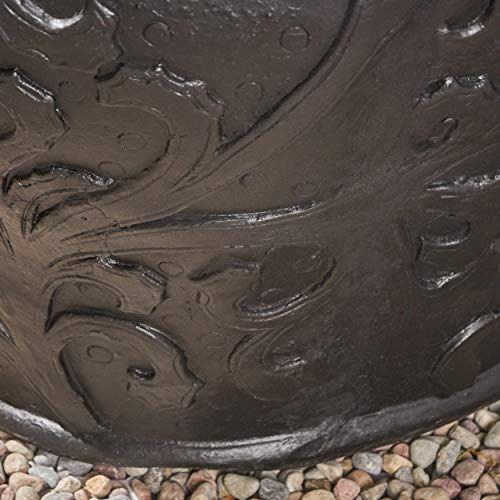 Great Deal Furniture Doreen Garden Urn Planter Pot, Round, Roman, Botanical, Black Lightweight Concrete #TOP4