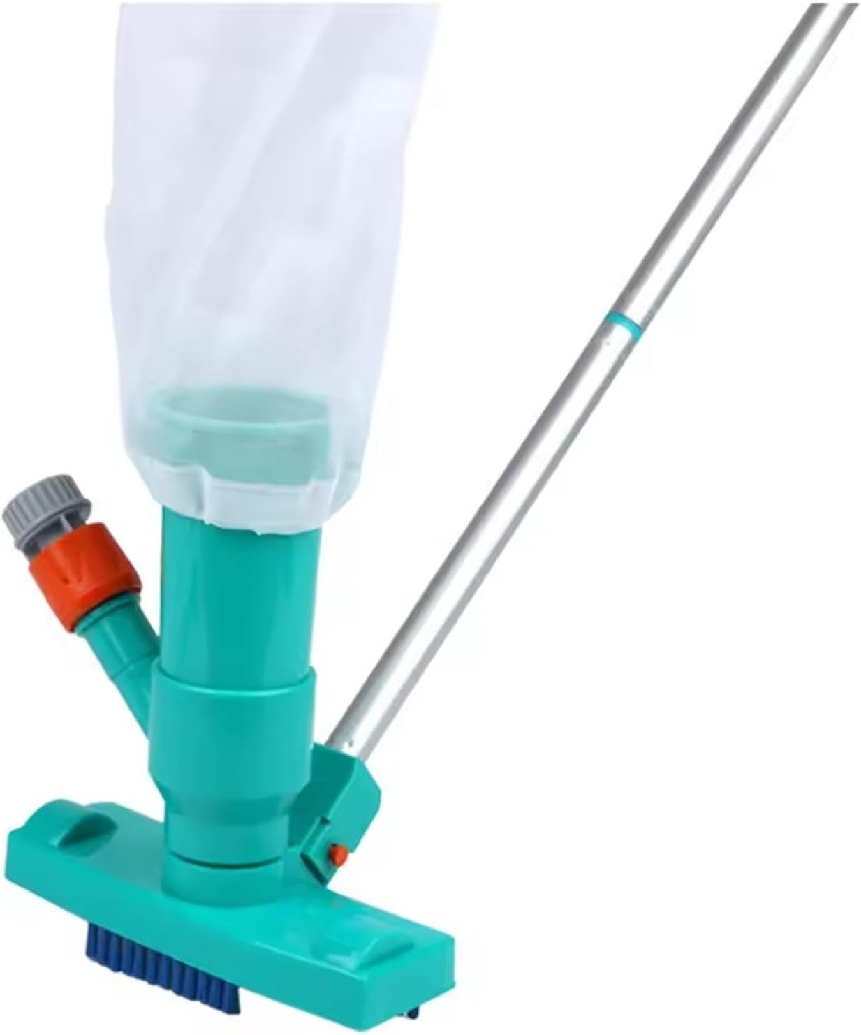 Pool Vacuum Head with with Brush Bag Cleaning Kit for5-Section Pole Pool Cleaning Tool(Green)(US Plug)