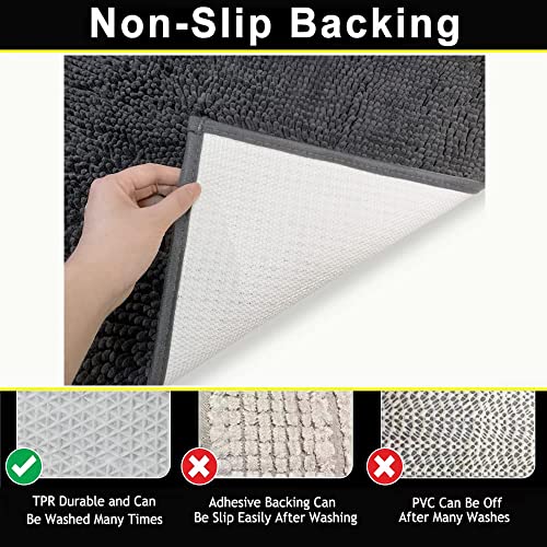 Im Home Durable Chenille Absorbent Door Mat Indoor Doormat 30" X 48", Washable Door Mats For Dog Non Slip Heavy Door Rug Soft Front Inside Doormat For Entryway, Mud Room, Patio Dark Grey #TOP3