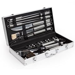 tectake® Set Barbecue Acciaio Inox, Accessori Barbecue con Valigetta Alluminio, Utensili Griglia, kit Barbecue Completo, Posate Barbecue, Spatola Pinza Forchettone, 18 Pezzi